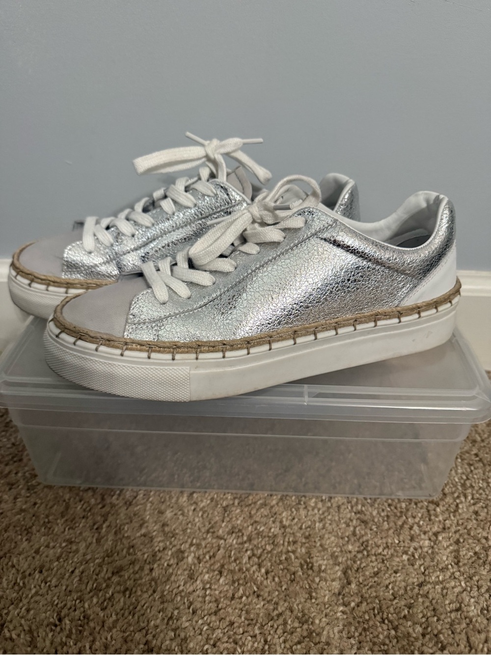 Free People Silver Metallic Platform Sneakers